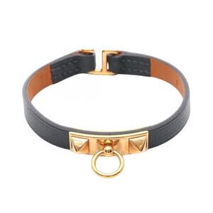 HERMES Green Leather Charm Bracelet